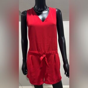 Zara Basic cute red wrap tie back romper shorts excellent condition Small